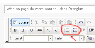 faire une liste dans Orangium